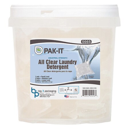 Pak-It All Clear Laundry Detergent, Fragrance Fr 5665203100EA