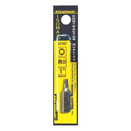 Eazypower Square Recess Power Bit, R0, 1" 12107