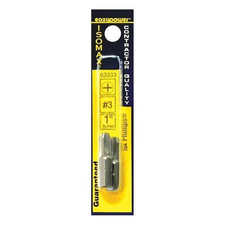 Eazypower Hex Bit, No. 3, 1/4" Hex, PK2 03333