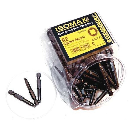 Eazypower Square Recess, R2, 2", 1/4"Hex Pwr Tp, PK125 002105