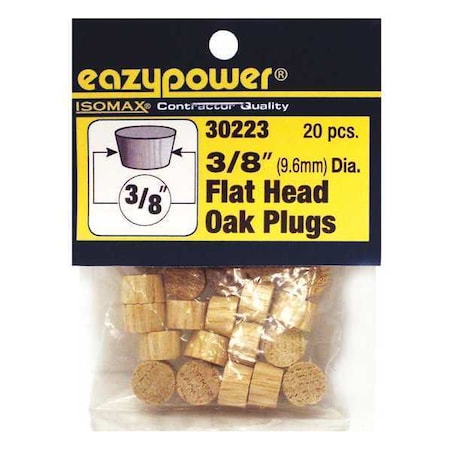 Eazypower Flat Head Plugs, Wood, 3/8", PK20 30223