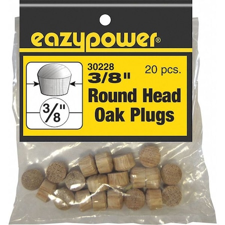 Eazypower Round Head Plugs, Wood, 3/8", PK20, SAE or Metric: SAE, Metric 30228