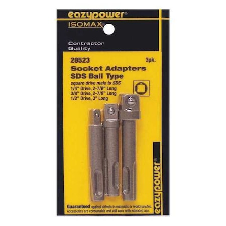 Eazypower Socket Adapter Set, 1/4-3/8-1/2, 3", 3 pcs. 28523