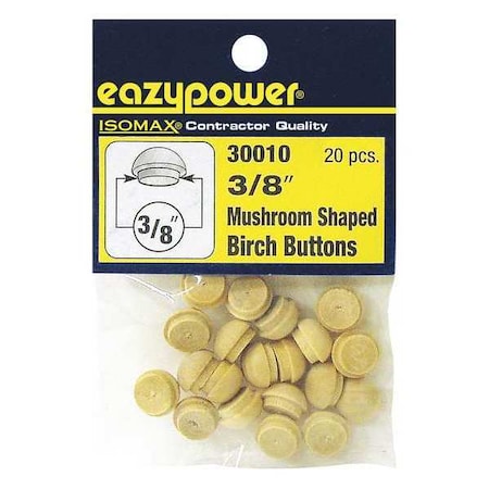 Eazypower Mushroom Head Plug, 3/8", PK20 30010