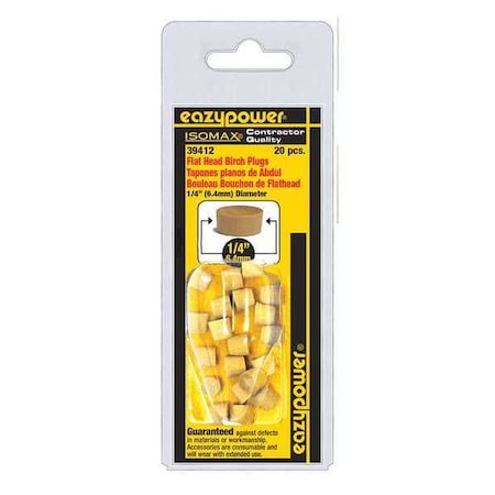 Eazypower Flat Head Plugs, Wood, 1/4", PK20 39412