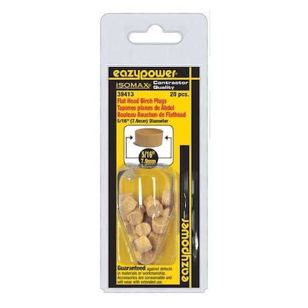 Eazypower Flat Head Plugs, Clamshell, 5/16", PK20 39413