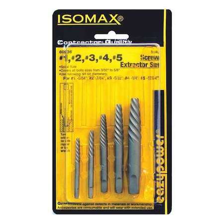 Eazypower Screw Extractor, No. 1-No. 5, 5 pcs. 80936