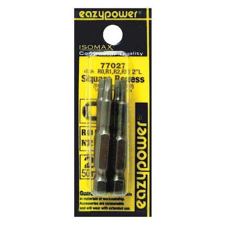 Eazypower Square Recess Power Bit, 2", 4 pcs. 77027