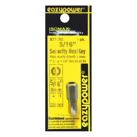 Eazypower Security Hex Key, 5/16", 1" 77092