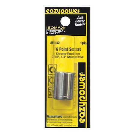Eazypower Socket, 6 Point, 7/16", 1/4" Drive 85082