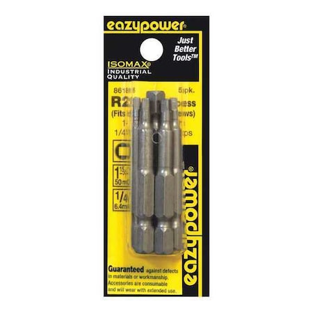 Eazypower Square Recess Hex Power Bit, 2", R2, PK5 86186