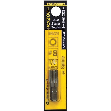 Eazypower Spline Insert Bit, No. 8, 1/4" Hex 86229
