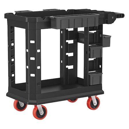 Suncast Commercial Utility Cart, Heavy Duty Plus, 19"x37", Plastic, 500 lb. Load Capacity, 2 Shelves, 41.78" L, 34.81" H PUCHD1937