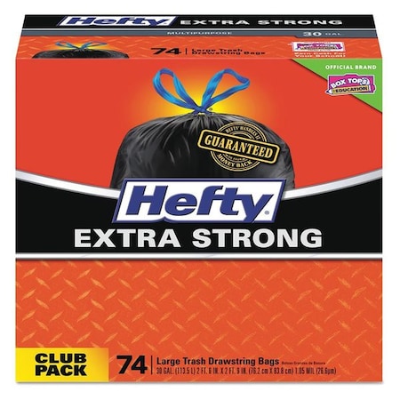 Hefty 30 gal 30 in x 33 in, Standard-Duty, 1.1 mil, Black E85274