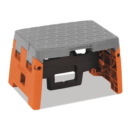 Cosco One-Step Folding Step Stool, 1 Steps, Resin, Orange/Gray 11903BGO1E
