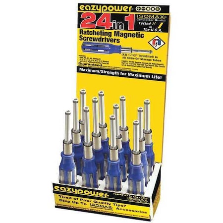 Eazypower Ratchet Magnetic Screwdriver, 24" 1, PK12 88801