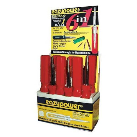Eazypower Screwdriver, 6 In 1, Red, PK12 88872