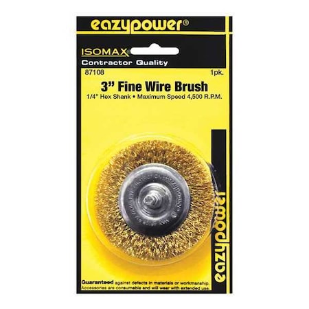 Eazypower Fine Wire Wheel Brush, 3", 1/4" Shank 87108