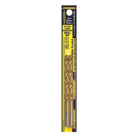Eazypower HSS Titanium Drill Bit, 1/4", PK2 87124
