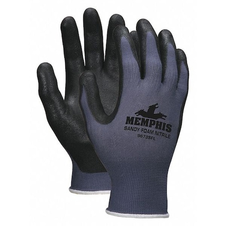 MCR SAFETY Nitrile Coated Gloves, Palm Coverage, Black/Blue, M, PR VP9673SFM