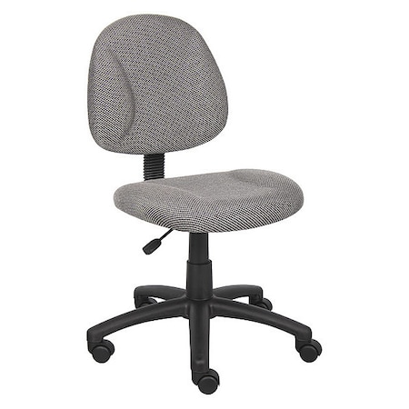 Boss B315 Posture Deluxe Office Task Chair, Gray Back, 25 in W 25" L 40" H, Armless, Tweed Seat B315-GY