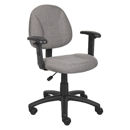 Boss B316 Posture Deluxe Office Task Chair, Gray Back, 25 in W 25" L 40" H, Adjustable, Tweed Seat B316-GY