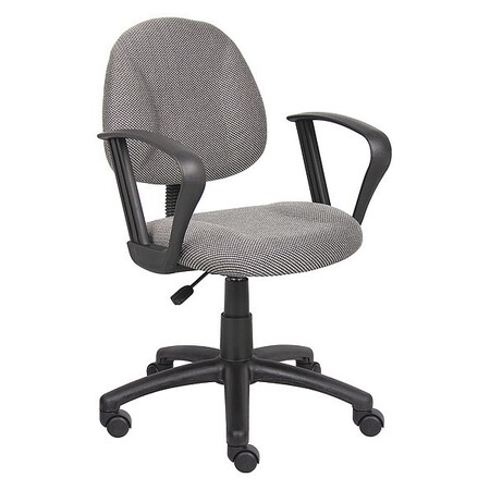 Boss B317 Posture Deluxe Office Task Chair, Gray Back, 25 in W 25" L 40" H, Loop, Tweed Seat B317-GY