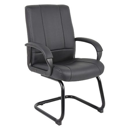 Boss Guest Chair, Black Seat, Black Back, 27 in W 27" L 40" H, Fixed, Faux Leather Seat B7909