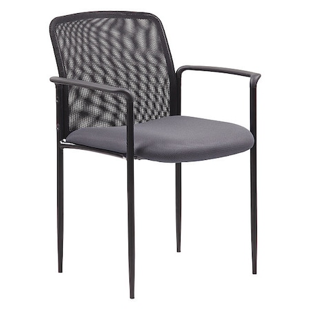 Boss Guest Chair, Black Back, 24" L 33" H, Fixed, Mesh Seat B6909-GY