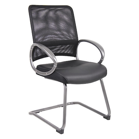 Boss Guest Chair, Black Back, 25 in W 24" L 39" H, Loop, Leather Seat B6409