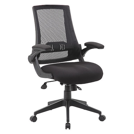 Boss Task Chair, Black Back, 27 in W 27" L 44" H, Flip, Mesh Seat B6776-BK