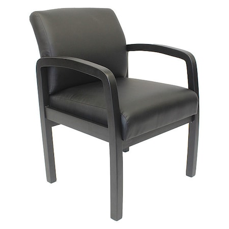 Boss Guest Chair, Black Seat, Black Back, 23 in W 27" L 34" H, Fixed, Vinyl Seat B9580BK-BK