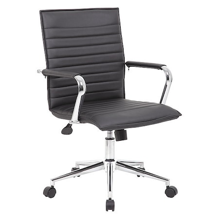 Boss B9533C Task Chair, Black Back, 23 in W 26" L 38-1/2" H, Fixed, Vinyl Seat B9533C-BK