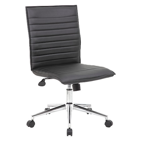 Boss B9533C Task Chair, Black Back, 20 in W 26" L 38-1/2" H, Armless, Vinyl Seat B9534C-BK