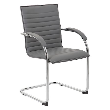 Boss B9536 Side Chair, Wood Back, 23 in W 24-1/2" L 37-1/2" H, Fixed, Vinyl Seat B9536-GY-2