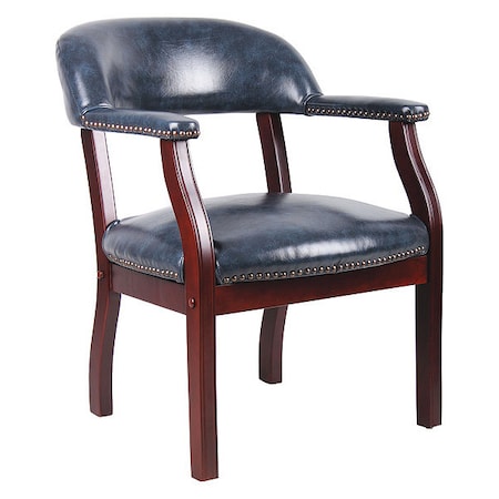 Boss Ivy League Executive Chair, Wood Back, 24 in W 26" L 31" H, Fixed, Vinyl Seat B9540-BE