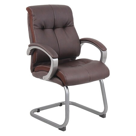 Boss Executive Guest Chair, Black Back, 25 in W 26" L 40" H, Loop, Leather Seat B8779P-BN