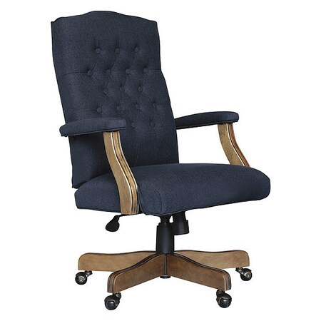 Boss Executive Navy Linen Chair With Driftwood Finish Frame B905DW-NV