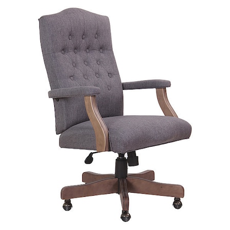 Boss Executive Slate Grey Linen Chair With Driftwood Finish Frame B905DW-SG