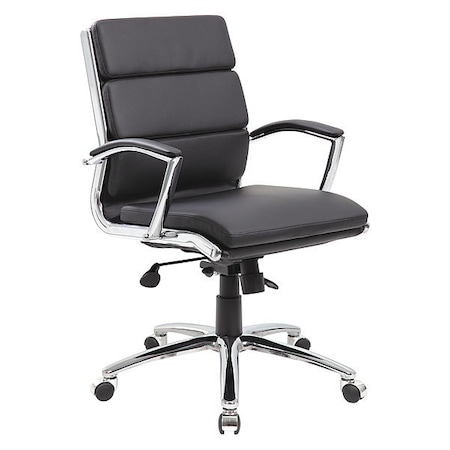 Boss Executive CaressoftPlus Chair with Metal Chrome Finish, Mid Back B9476-BK