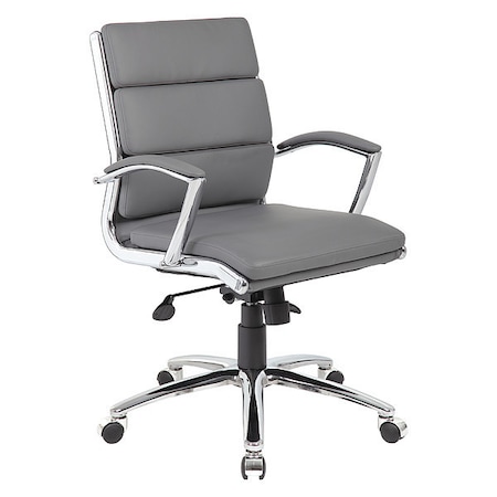 Boss Executive CaressoftPlus Chair with Metal Chrome Finish, Mid Back B9476-GY