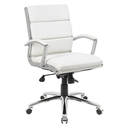 Boss Executive CaressoftPlus Chair with Metal Chrome Finish, Mid Back B9476-WT