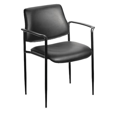 Boss Square Back Diamond Stacking Chair W/Arm In Black Caressoft B9503-CS