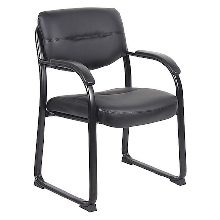 Boss Side Chair, Black Back, 23 in W 24-1/2" L 34-1/2" H, Fixed, Leather Seat B9519