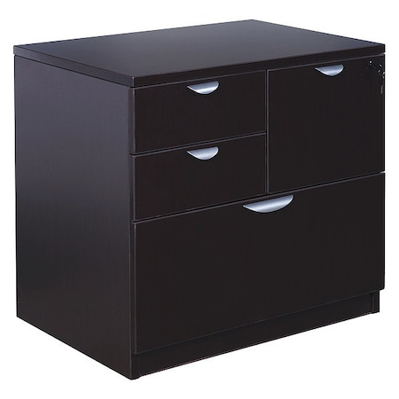 Boss 31" W 4 Drawer Combo File Cabinet, Mocha, Letter/Legal N114-MOC