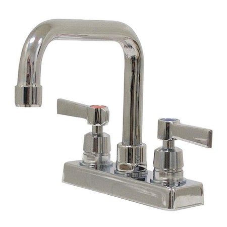Advance Tabco Dual Handle OC 4" Deck Mount Extended Spout Faucet, 4" Mount, Chrome plated K-124