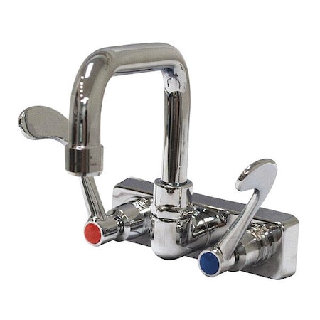 Advance Tabco Dual Handle Splash Mount Extended Spout Faucet w/Wri, 4" Mount, Chrome plated K-206