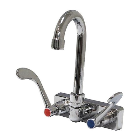 Advance Tabco Dual Handle OC 4" Splash Mount Gooseneck Faucet w/Wr, 4" Mount, Chrome plated K-316