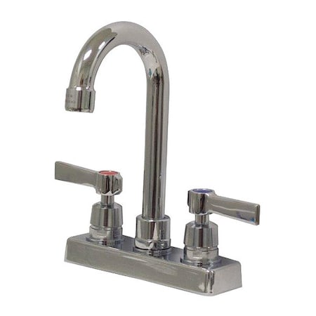 Advance Tabco Dual Handle Hands 4" OC Deck Mounted Swing Spout Fau, 4" Mount, Chrome plated K-52