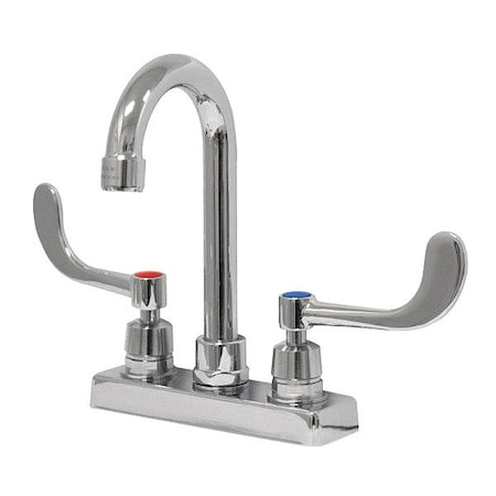Advance Tabco Dual Handle Hands Deck Mounted Gooseneck Faucet w/Wr, 4" Mount, Chrome plated K-56